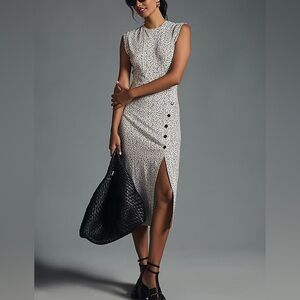 Anthropologie Grey State Chiara Midi Dress Black and White Polka Dot SMALL